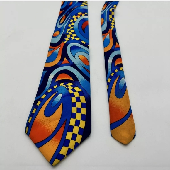 Multicolor Abstract Men's Necktie - Picture 2 of 6